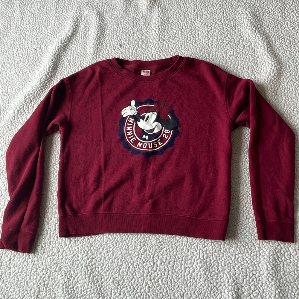 Uniqlo x Disney Minnie Mouse maroon sweatshirt terrycloth sweatshirt